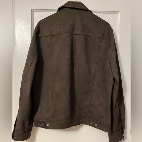 🔸Express Trucker Jacket, Brown Faux Suede, Size: L - Picture 2 of 5